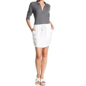 James Perse White Standard Linen Mini Skirt